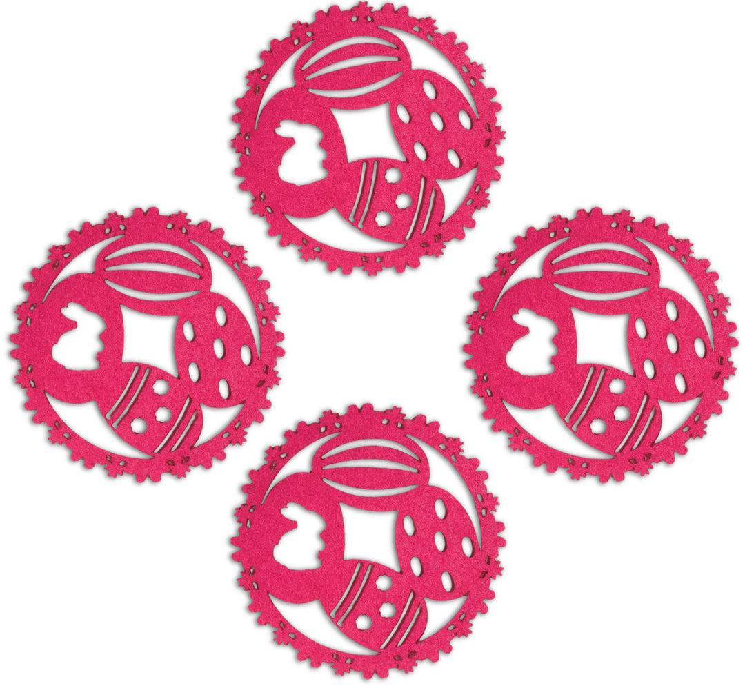 Eggs Felt Coaster (Set of 4) Magenta