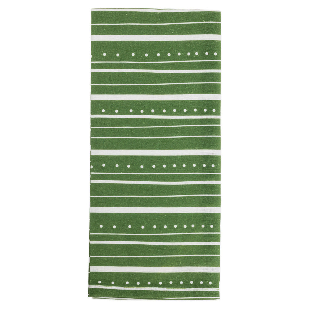 Green Trees and Stripes Tea Towels (Set of 2)