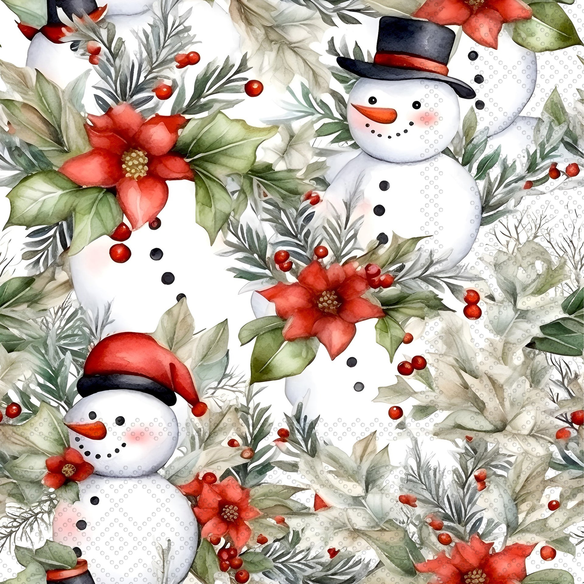 Hiding Snowmen Cocktail Napkin