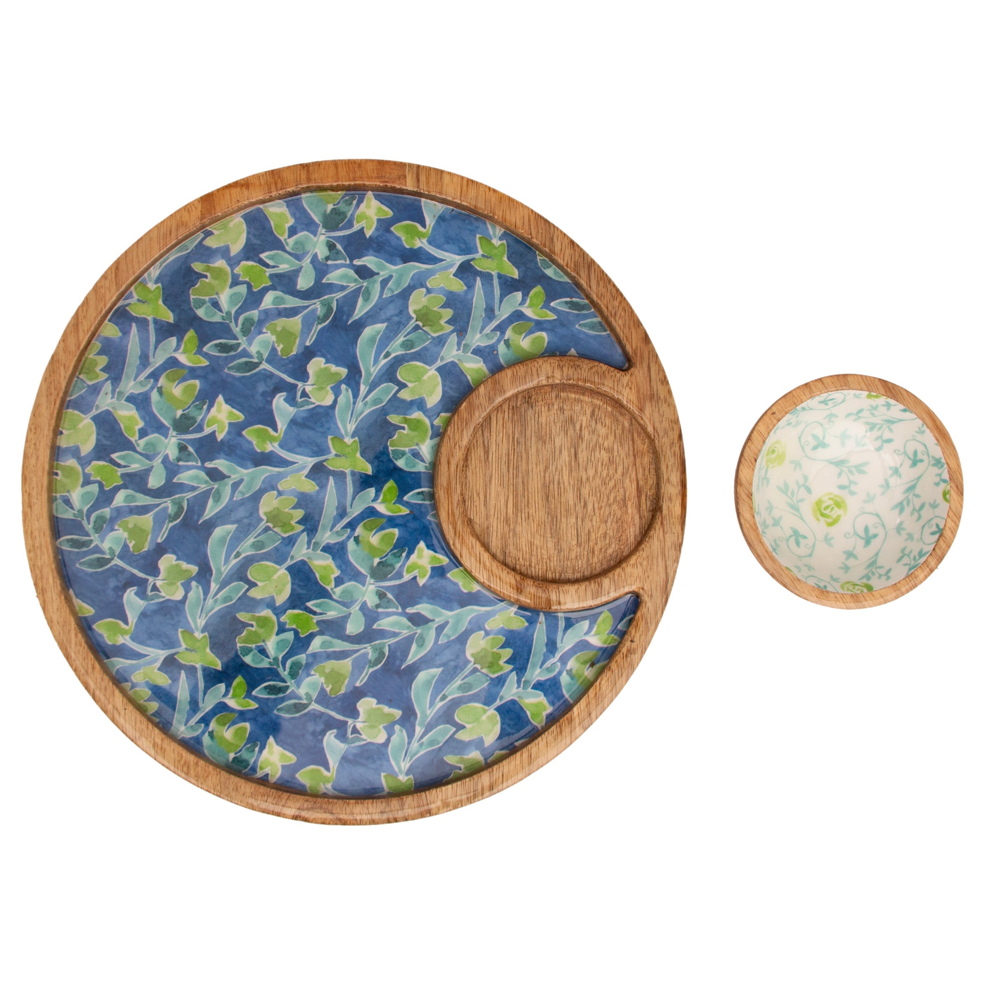 Azure & Ivy Round Platter & Bowl