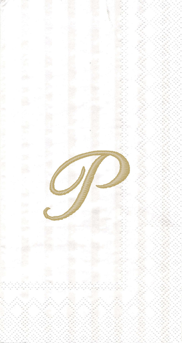 Stripes Again Guest Towel Monogram P Cream