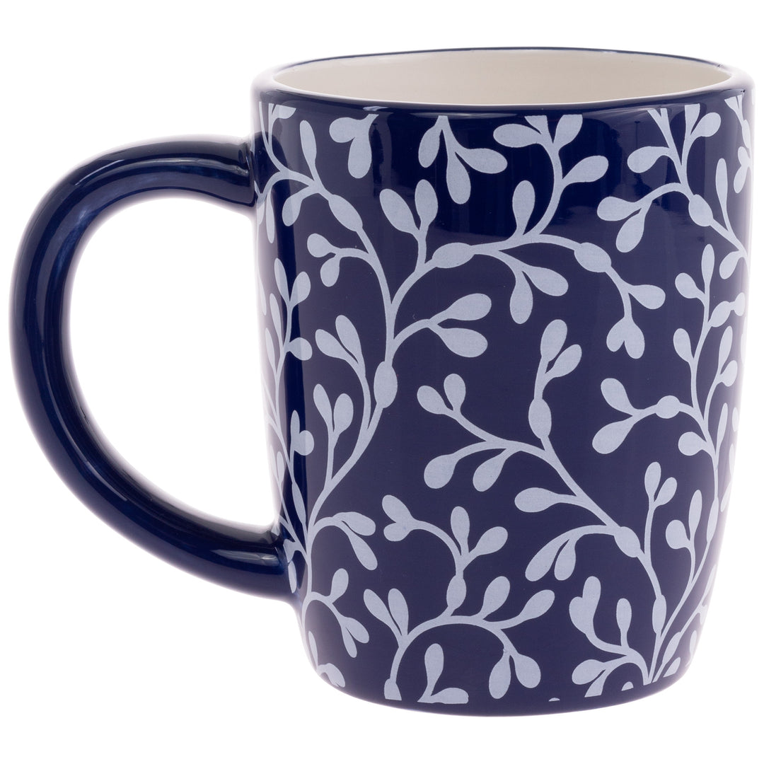Navy Seaweed Garland Mug