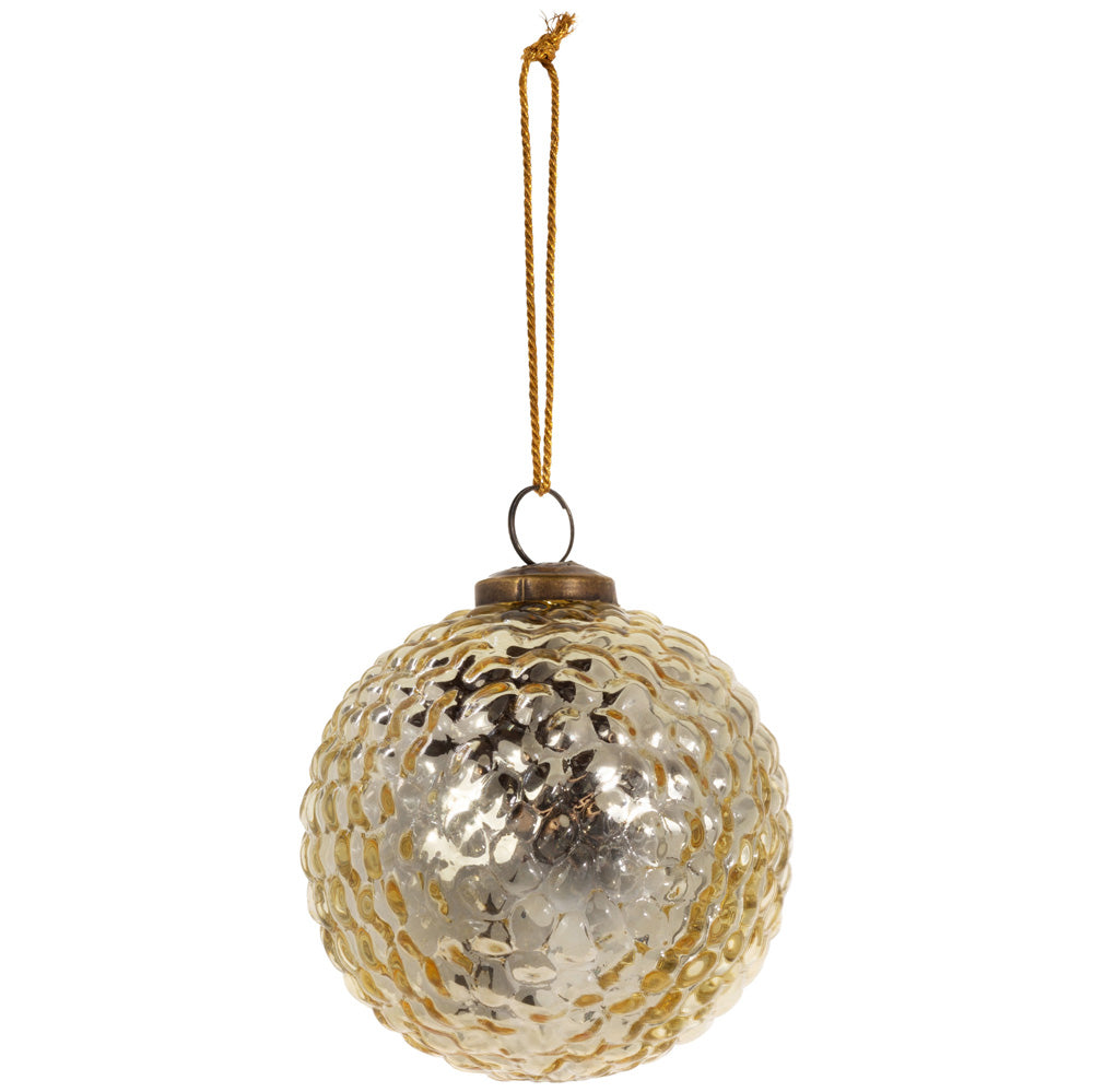 Hobnail Gold Glass Ornament