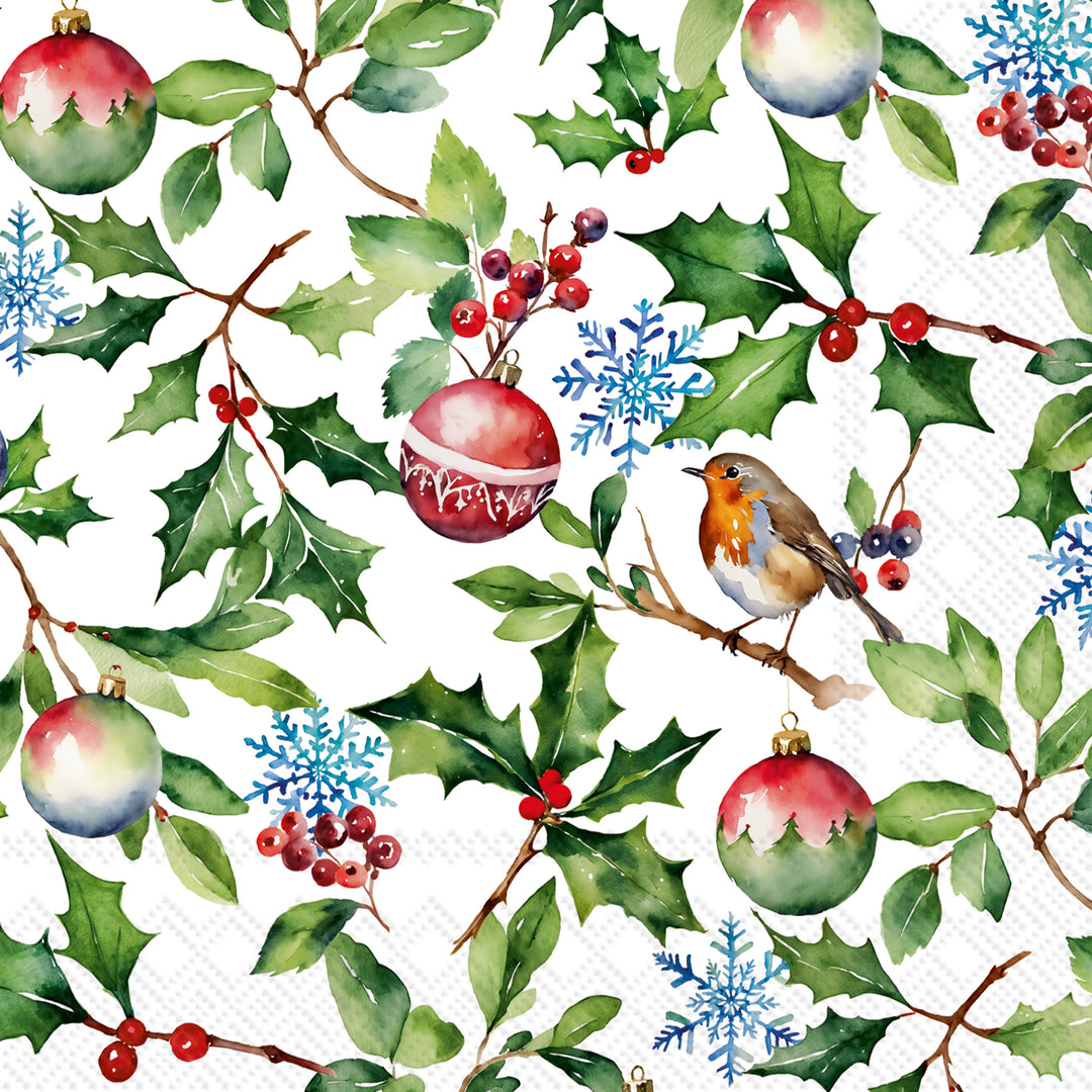 Christmas Holly Cocktail Napkin