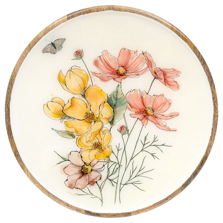 Garden Reverie Flowers 12" Wood Platter