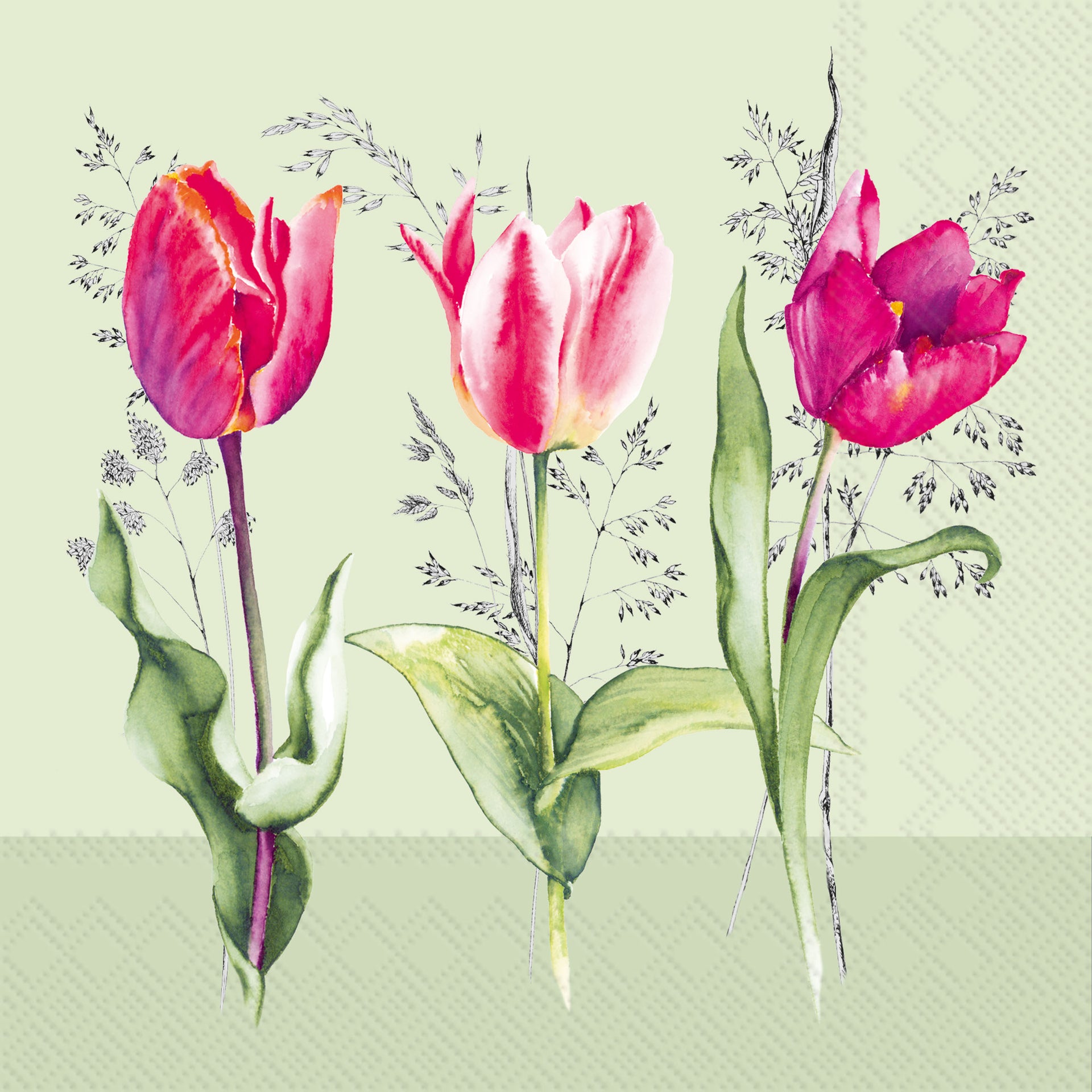 Tulip Beauties Light Green Lunch Napkin