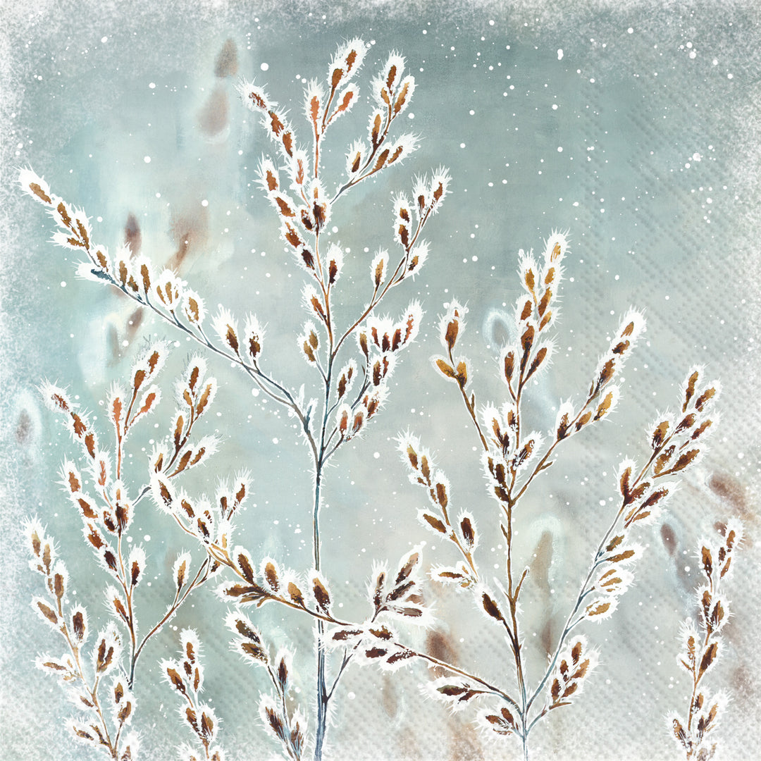 Frozen Winter Blue Grey Cocktail Napkin