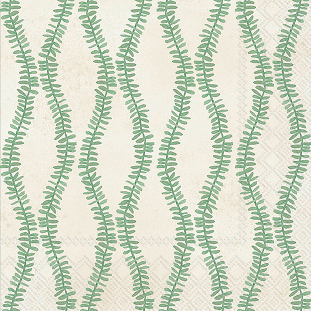 Leaf And Stem Cocktail Napkin Green