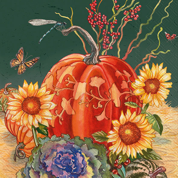 Pumpkins and Sunflowers Cocktail Napkin