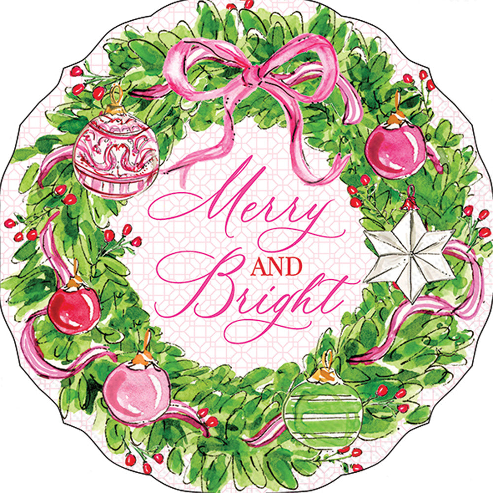 Merry And Bright Wreath Shaped Lunch Napkin