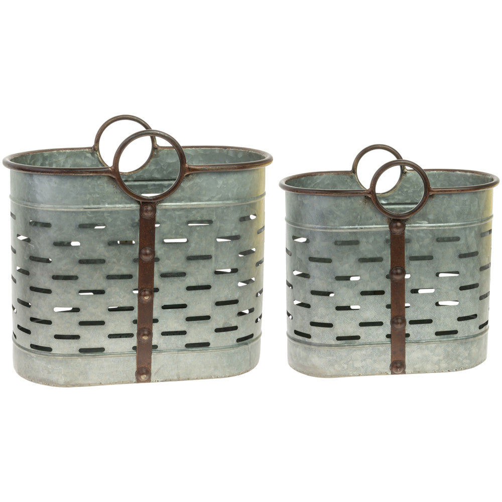 OVAL NESTING METAL BASKETS S/2