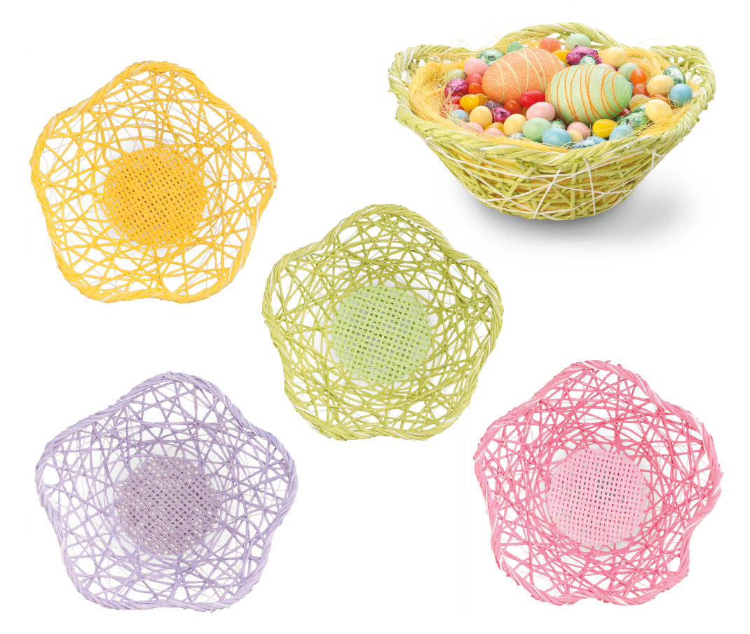 FLOWER TABLE BASKET ASSORT 12: 3 each of 4 colors