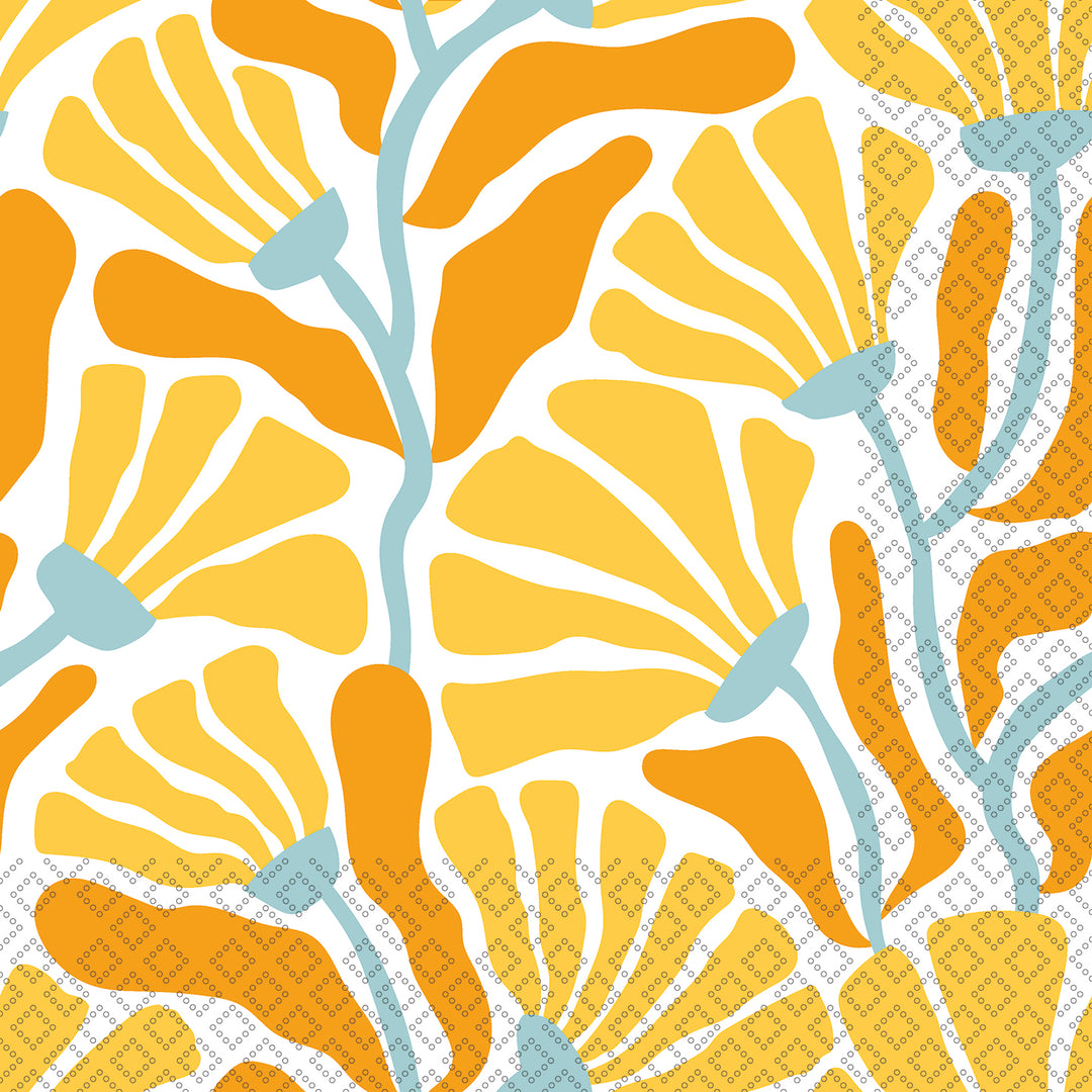 Retro Bloom Yellow Cocktail Napkin