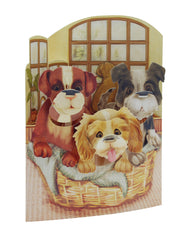 3 Puppies In A Basket Swing Card