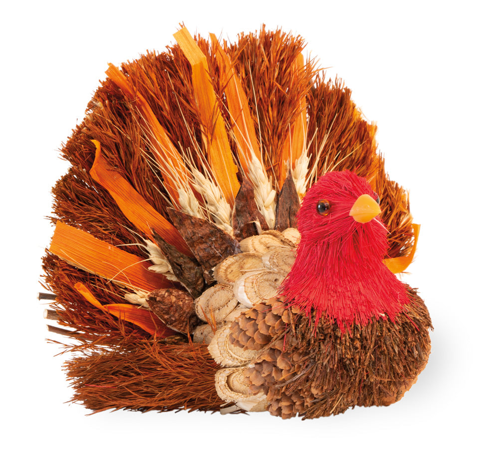 MINI RED NECK TURKEY pinecone & bulrush