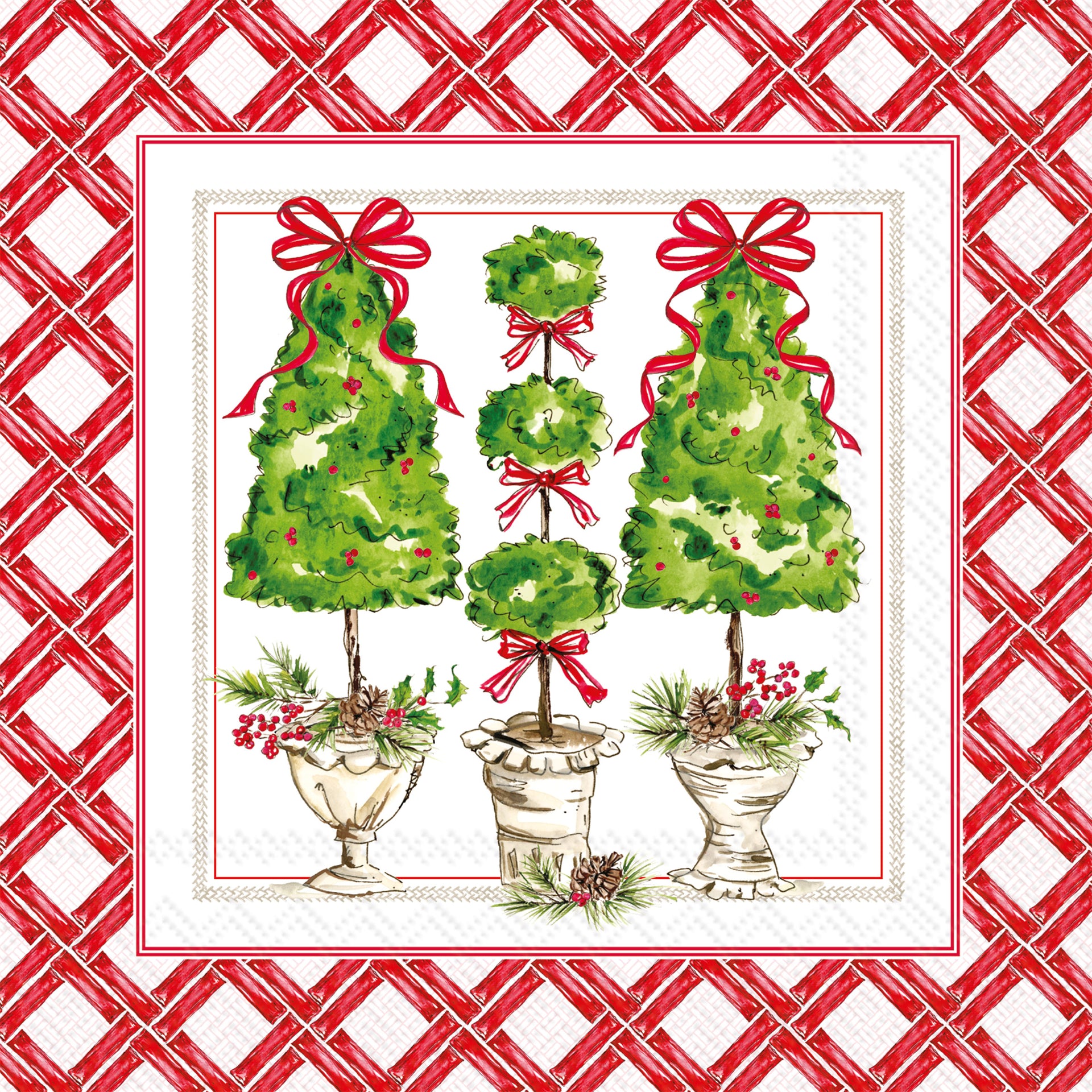 Holly Topiary Lunch Napkin
