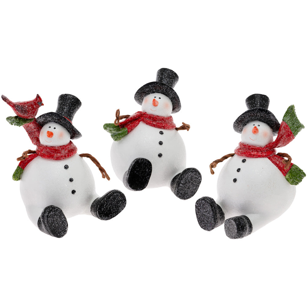 JOYFUL SITTING SNOWMEN S/3