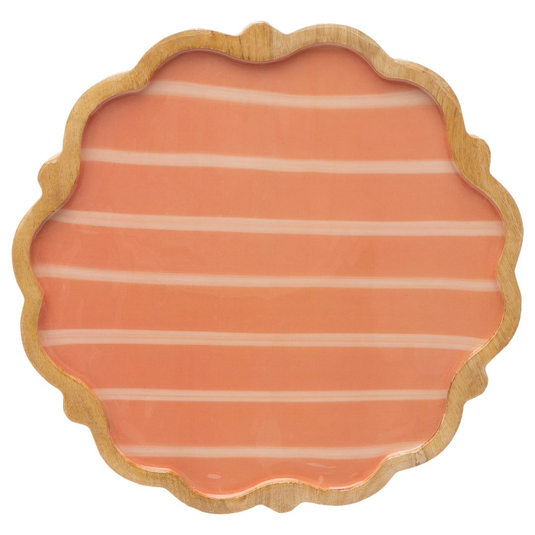 Peach Wavy Edge Striped Platter