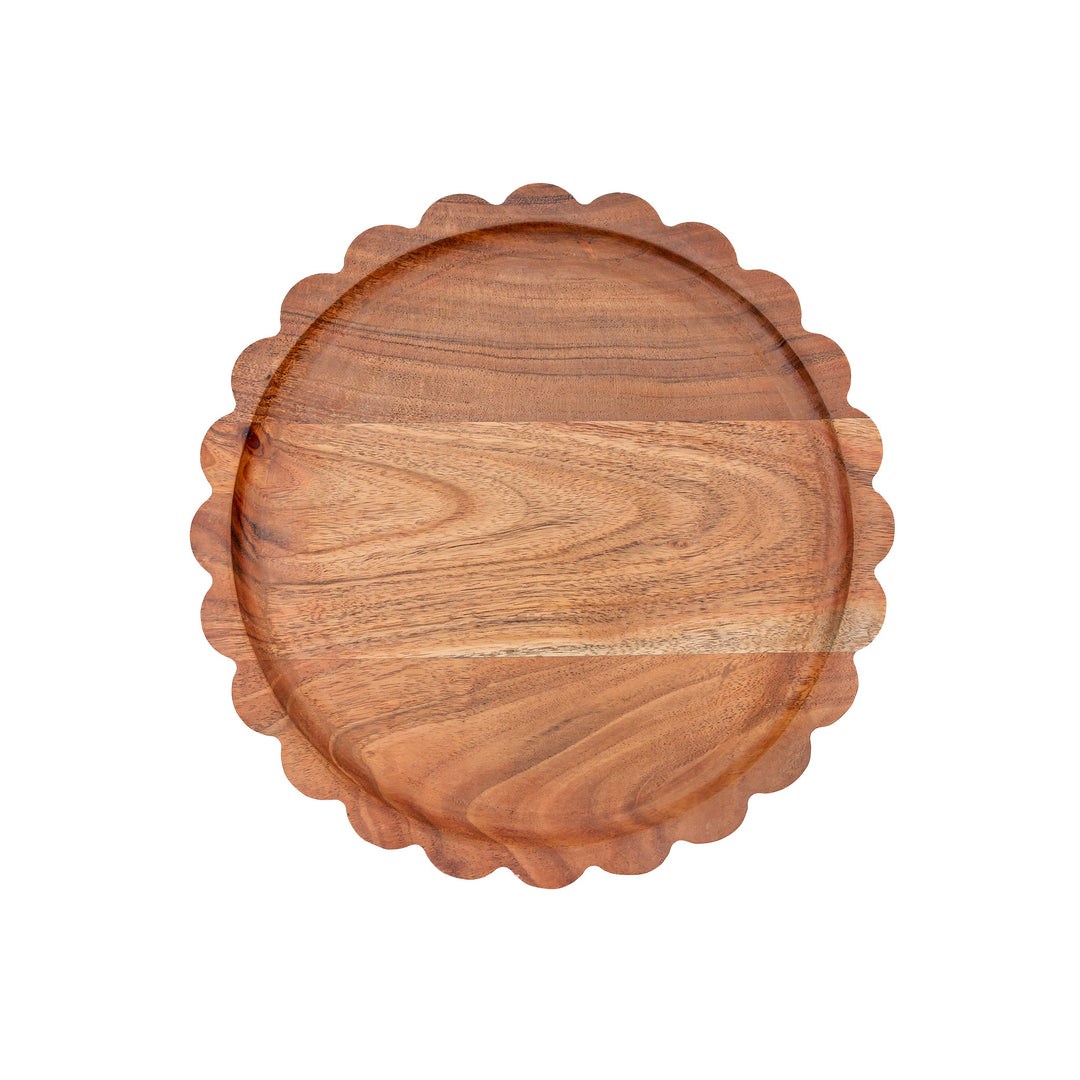 Scalloped Acacia Wood Tray Large