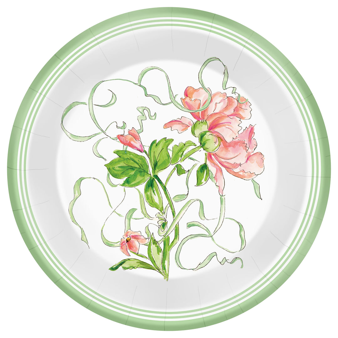 Coral Garden Party Dessert Plate round