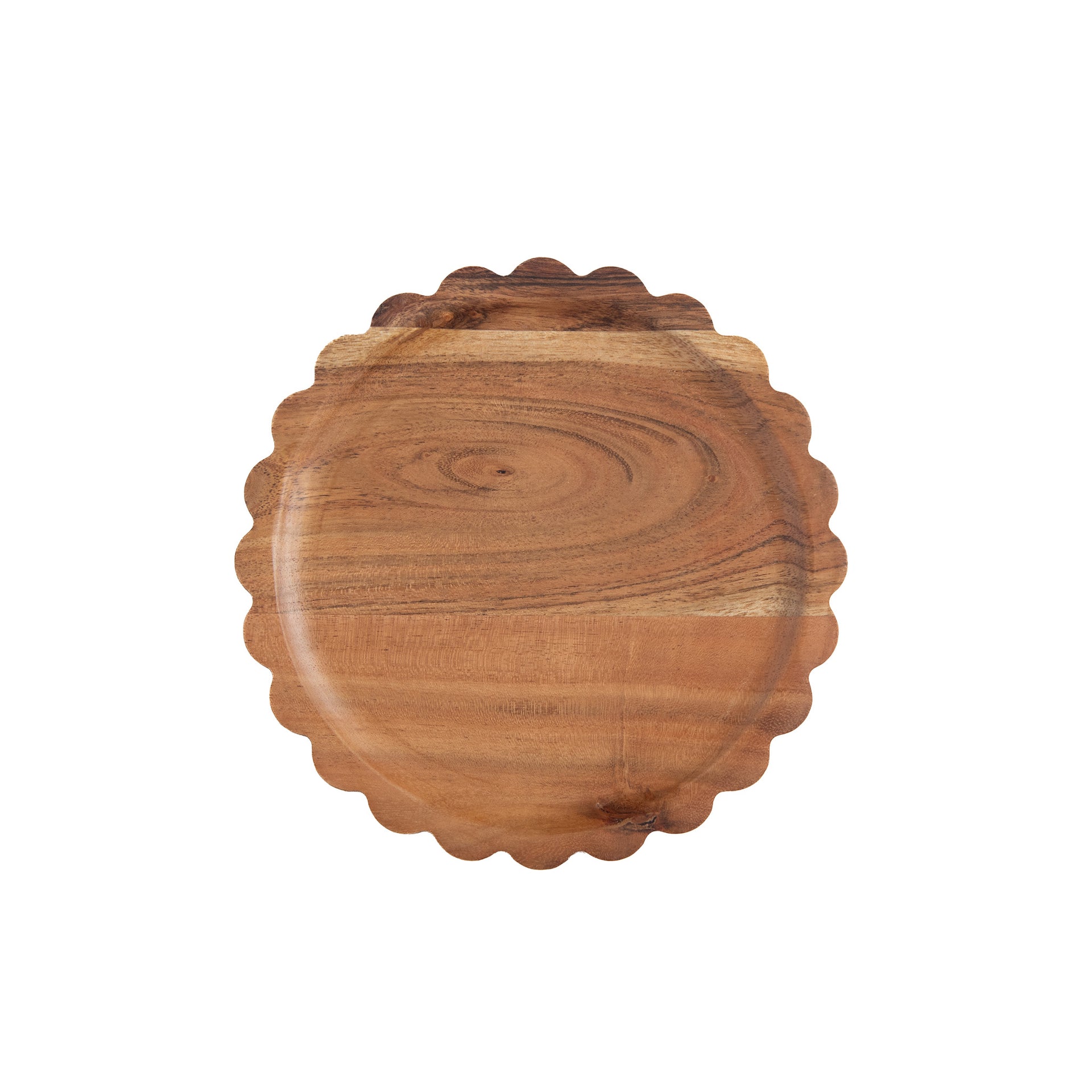Scalloped Acacia Wood Tray Small