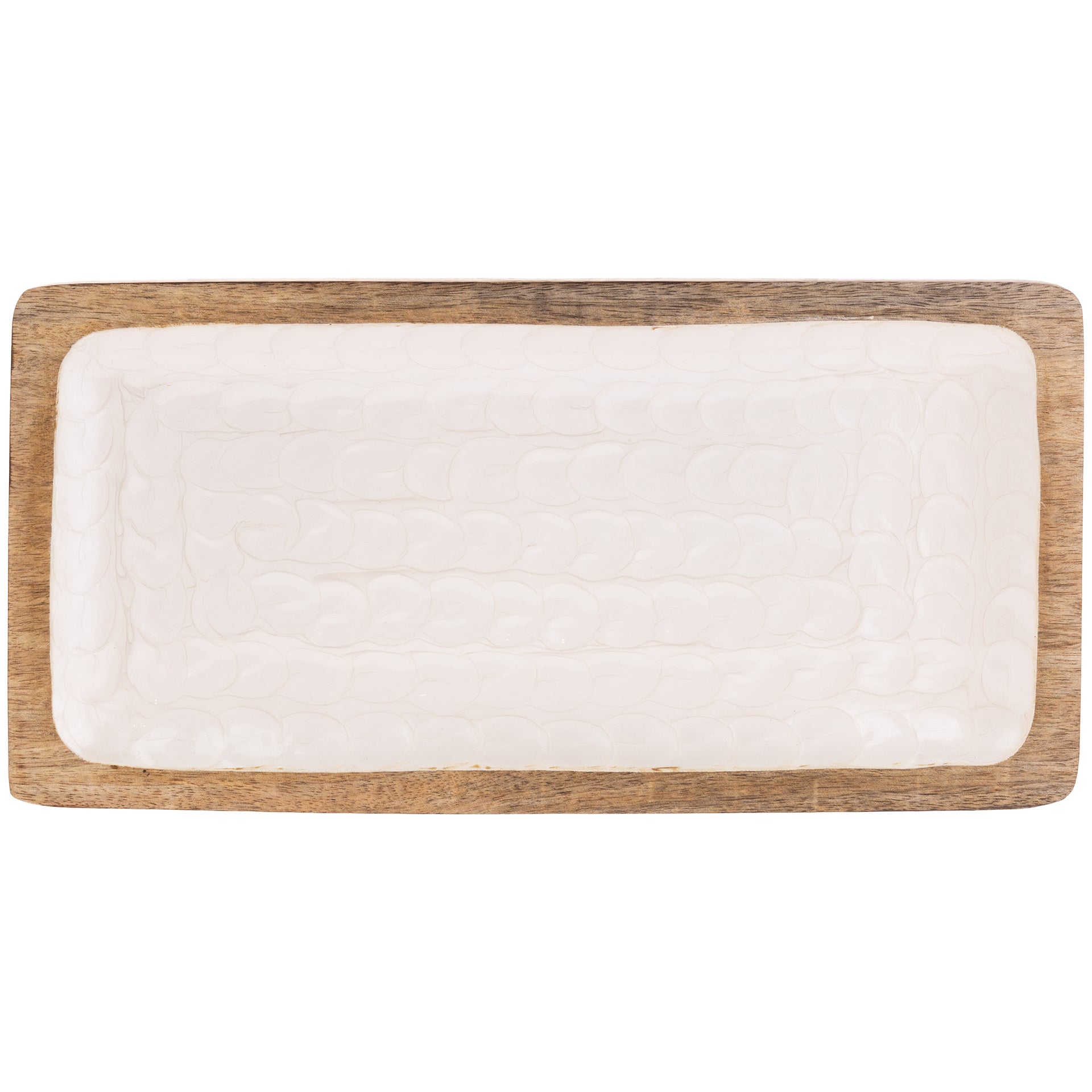 Mother Of Pearl Wood Rectangle Tray Medium
