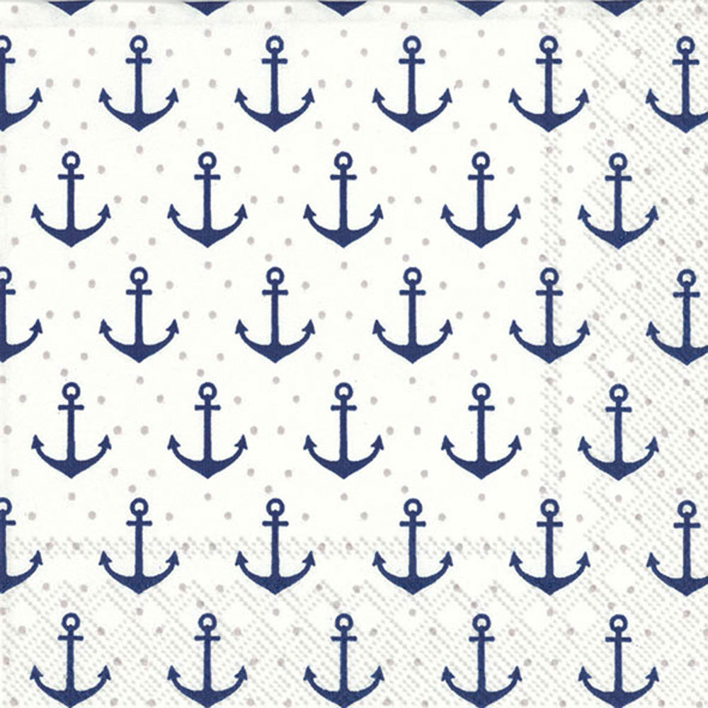 Anchor Dots Cocktail Napkin Blue Grey