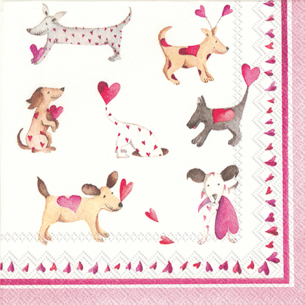 Love Heart Dogs Cocktail Napkin