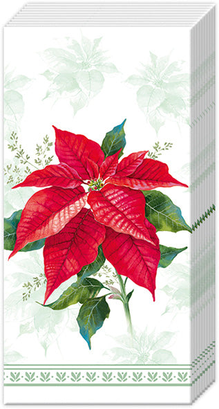 Classic Poinsettia Green Pocket Tissue