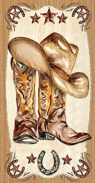 Western Leather Boots Guest Towel