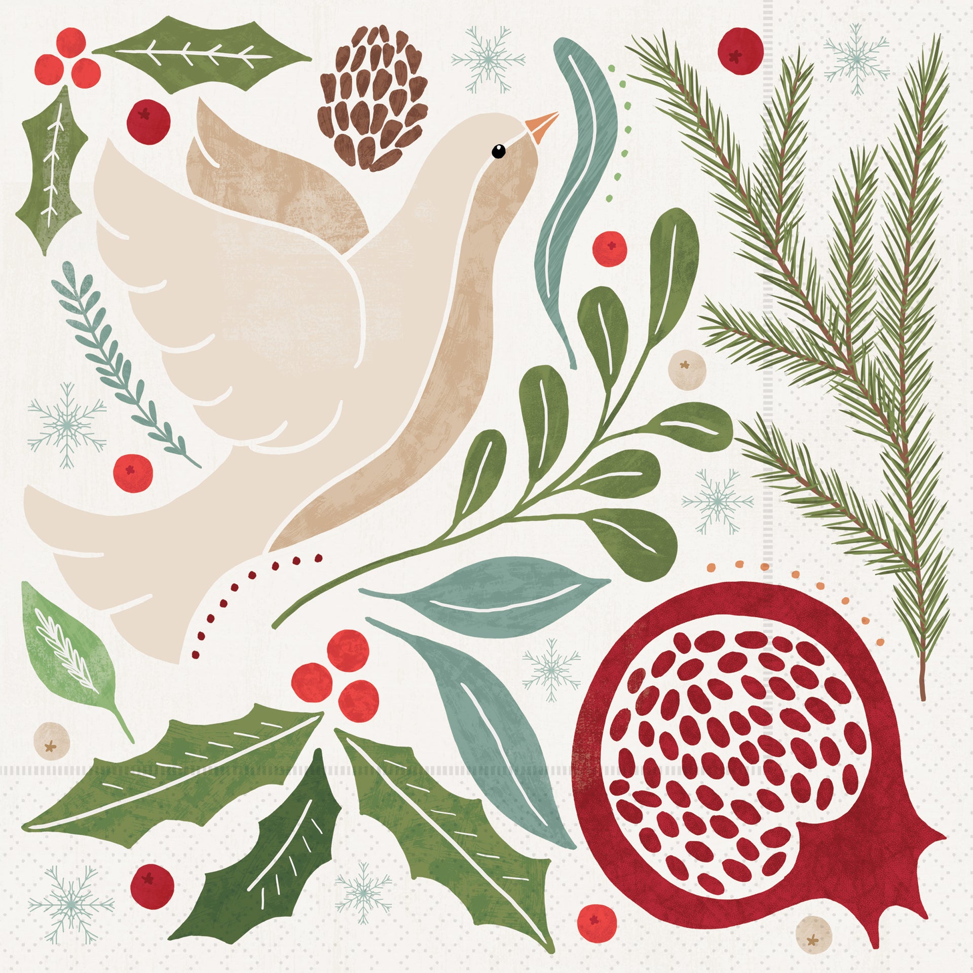 Winter Berry Dove Lunch Napkin