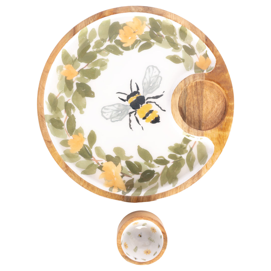 Bee Field Round Platter and Bowl