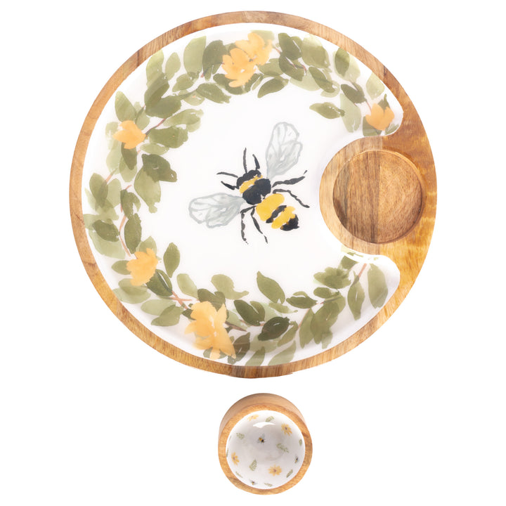 Bee Field Round Platter and Bowl