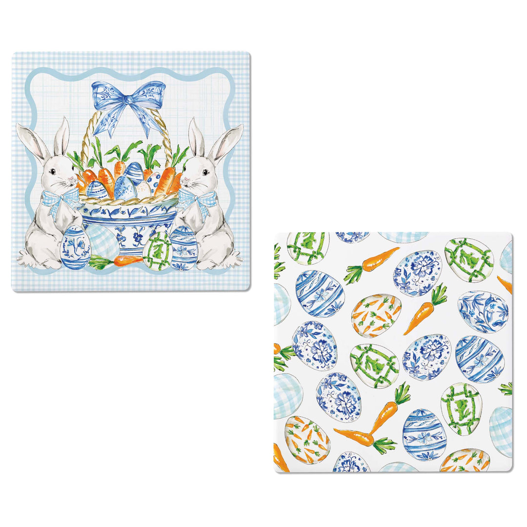 Blue Eggs And Carrots Square Coasters
