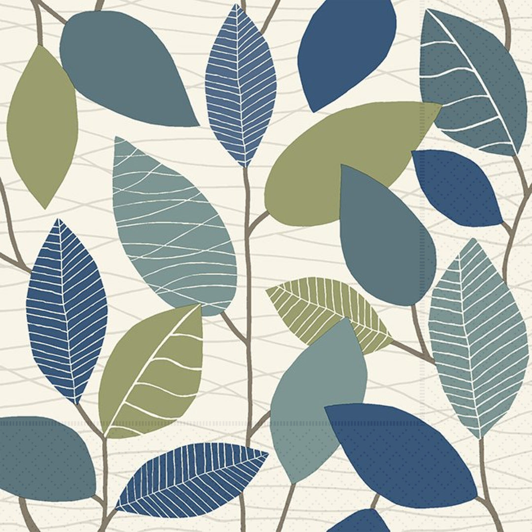 Linocut Leaves Cocktail Napkin