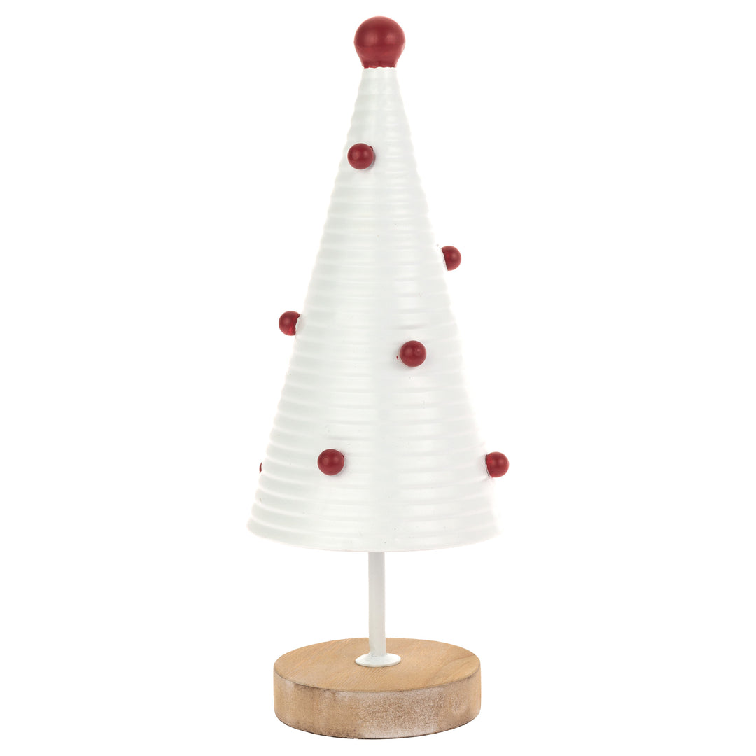 Small White Metal Tree  With Red Dots