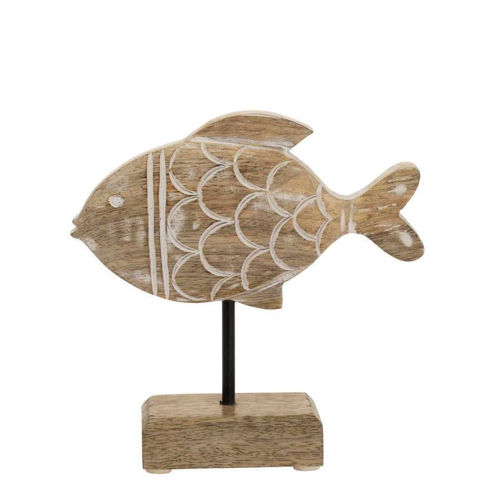 Wood Fish On Stand Sm