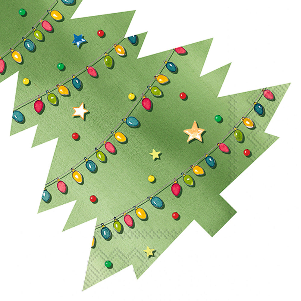 Tree Lights Shaped Lunch Napkin Green