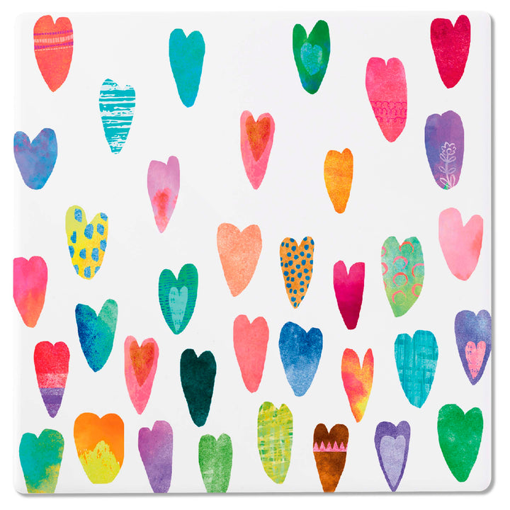 Rainbow Hearts Square Coasters