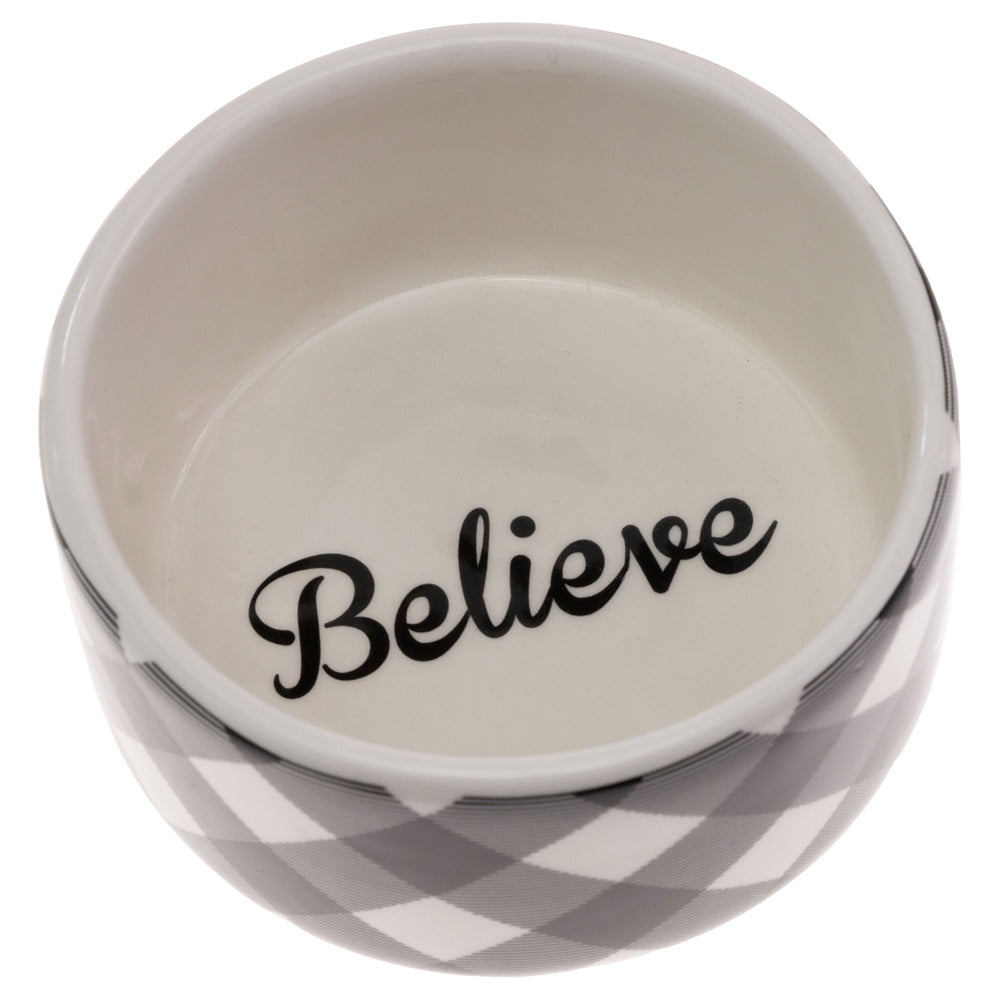 Believe Black & White Check Bowl