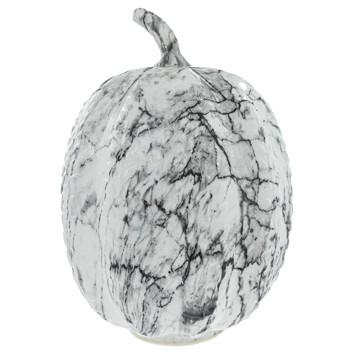 Black &amp; White Marble LED Pumpkin Large