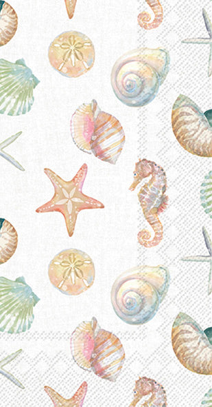 Watercolor Coast Sealife Guest Towel