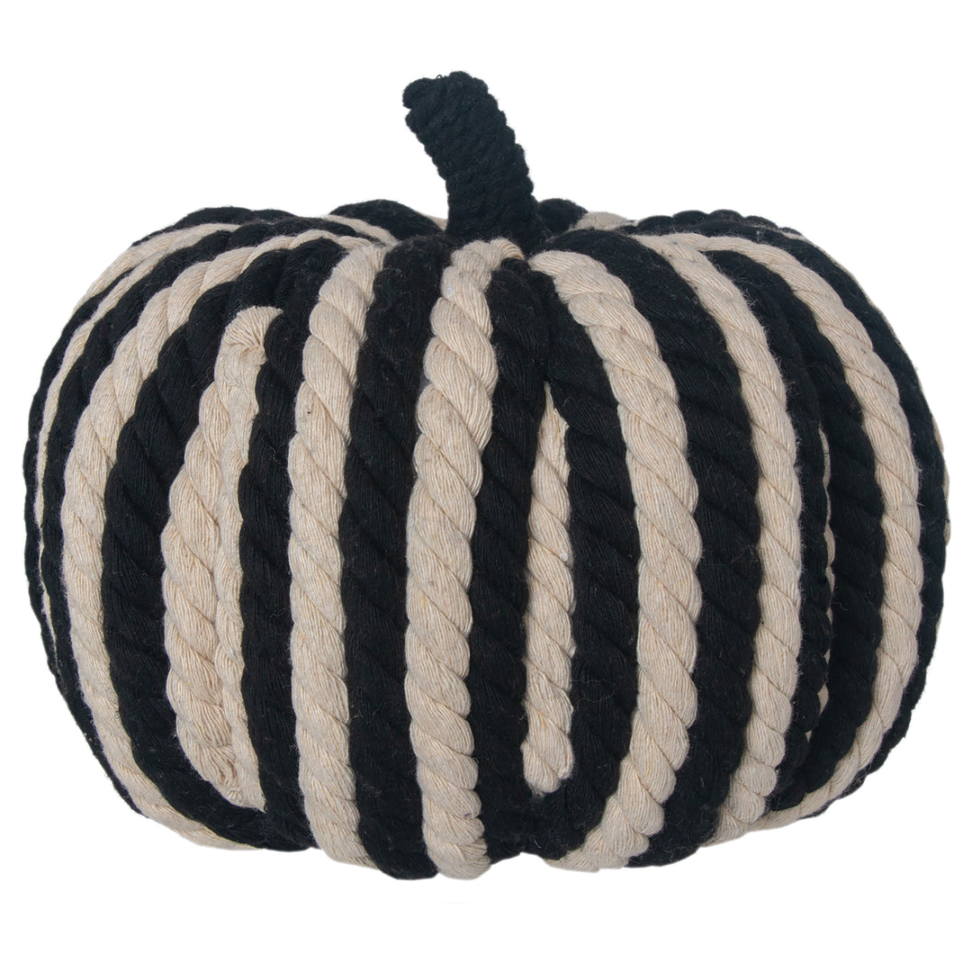 Handcrafted Black and Cream Stripe Pumpkin
