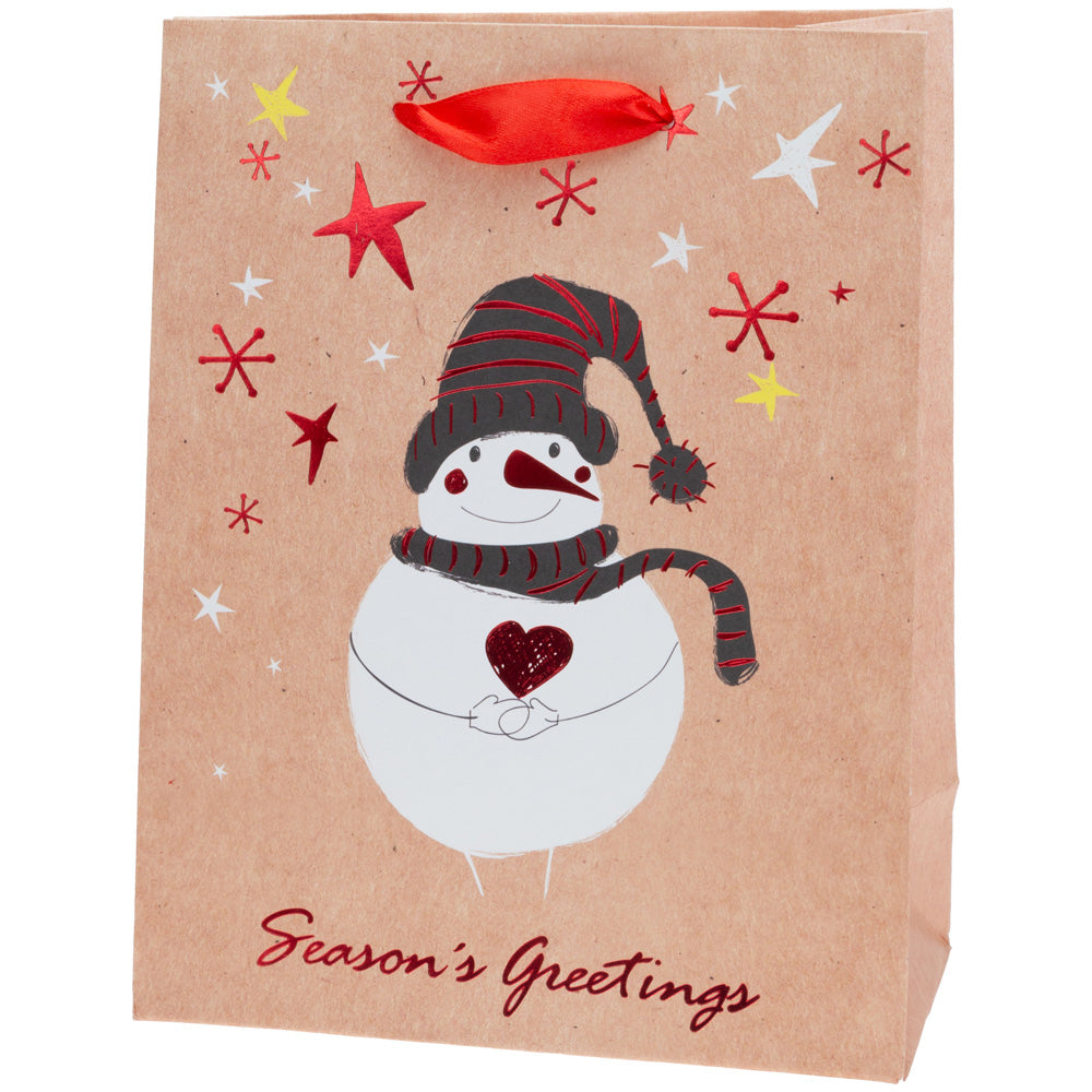 SEASONS GREETING SNOWMAN RED FOIL LARGE BAG