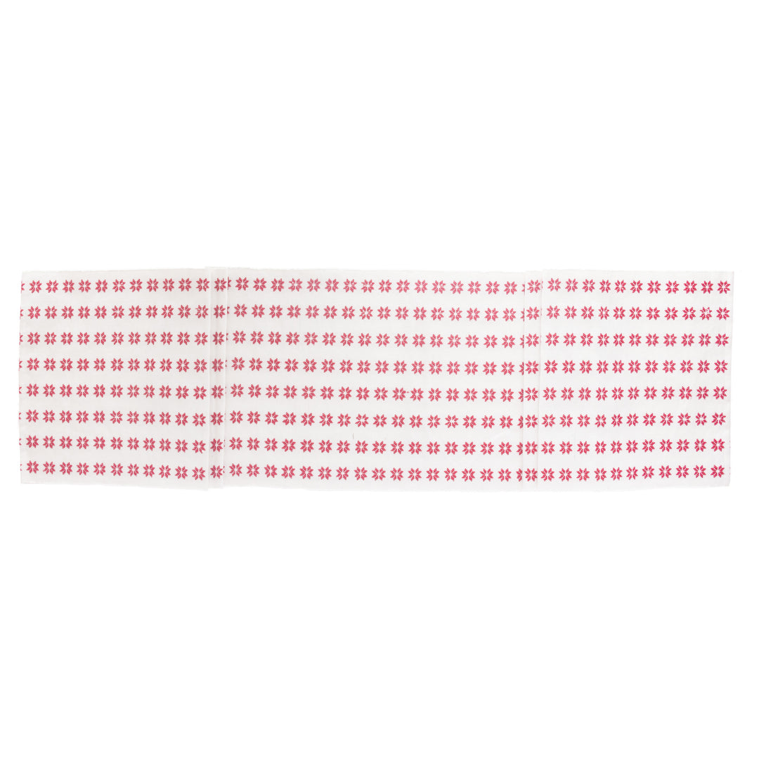 Snowflake Red And White Table Runner