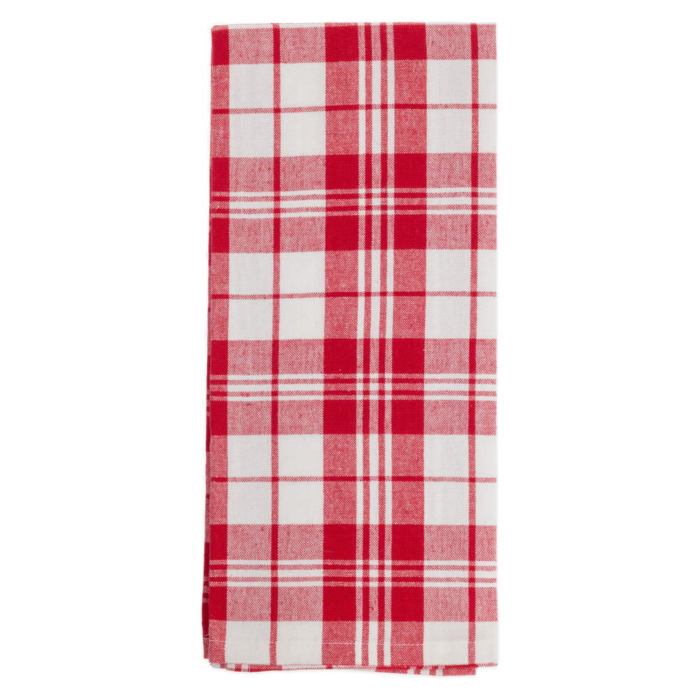 Red Stripe and Plaid Tea Towels (Set of 2)
