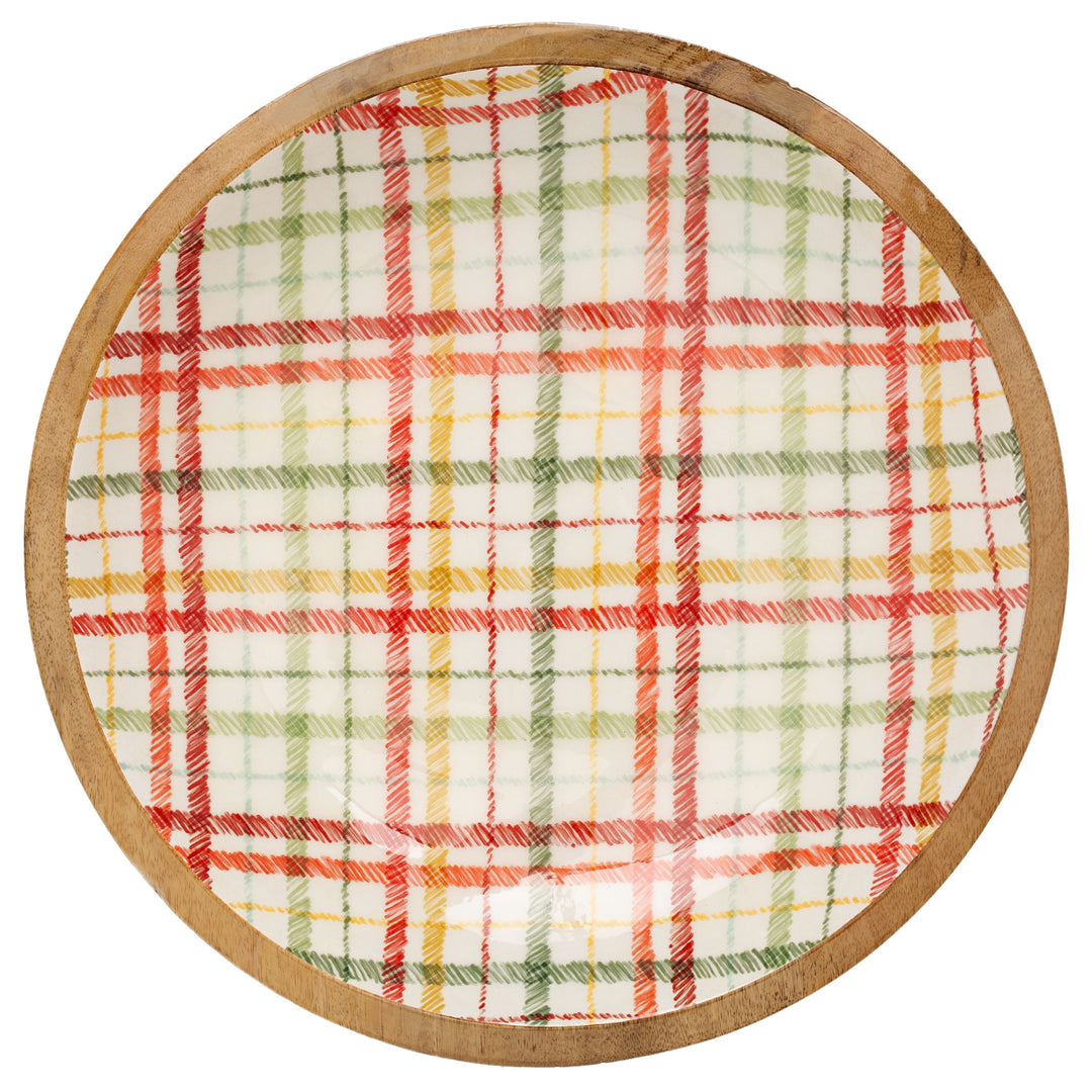 Frosty Fun Plaid 14" Shallow Bowl