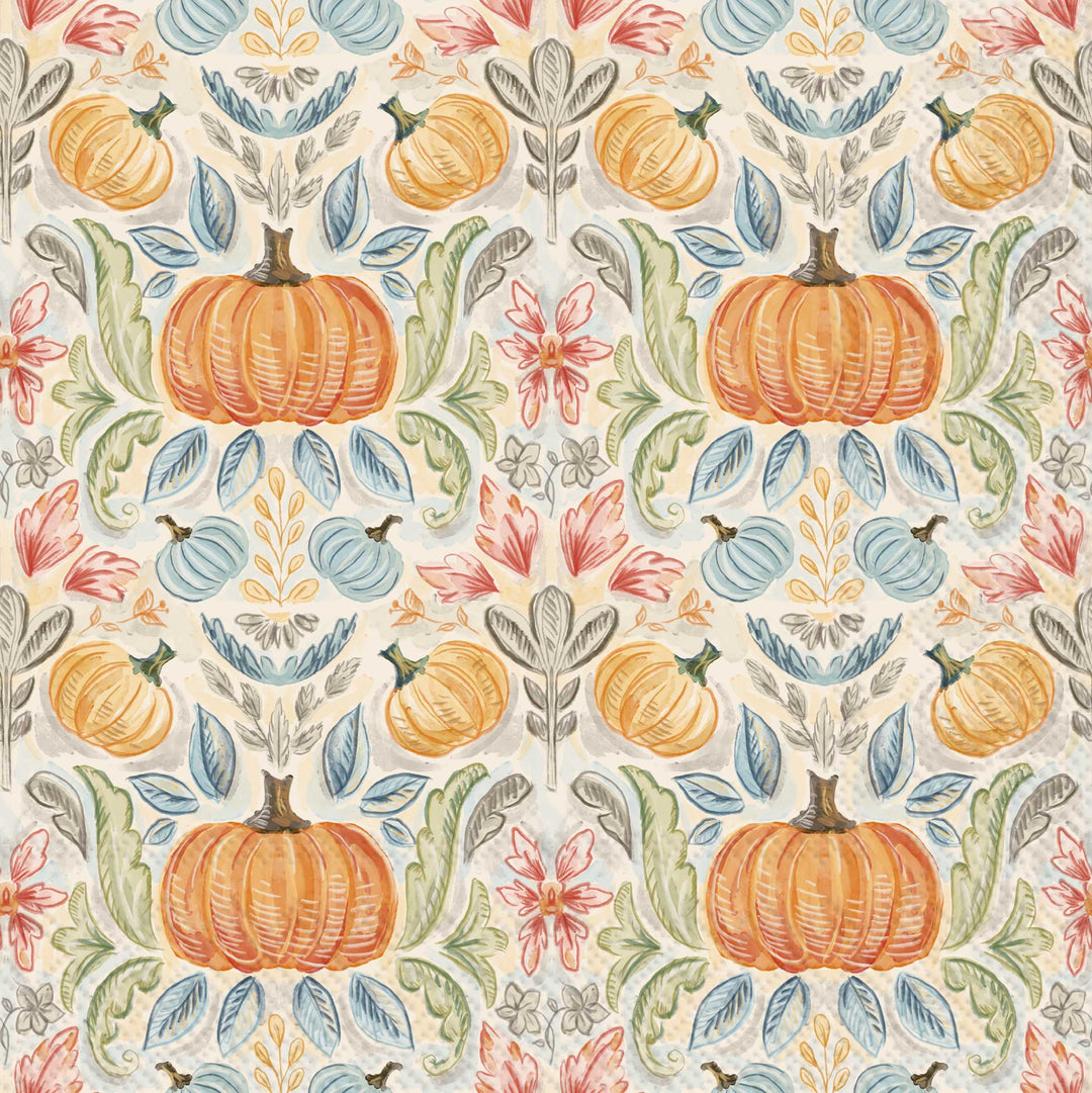 Fall Toile Pumkins Cocktail Napkin