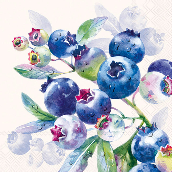 Blueberry Fruits Cocktail Napkin Cream