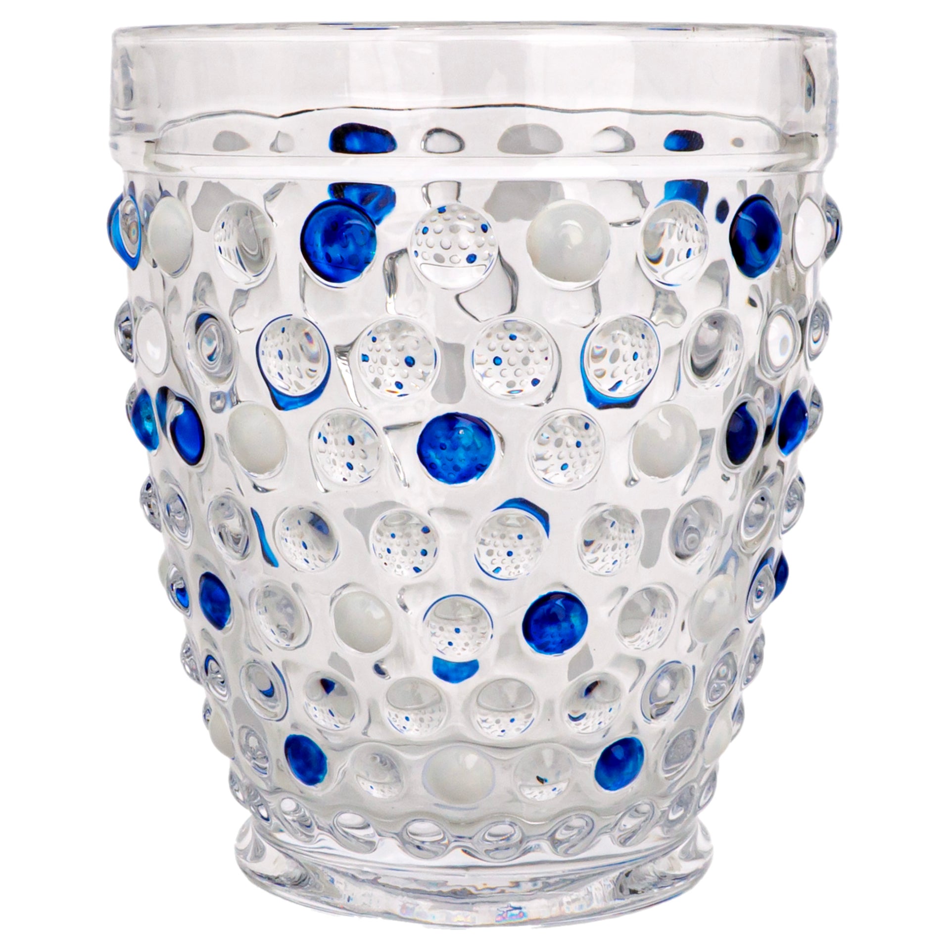 Blue & White Hobnail Drinking Glass